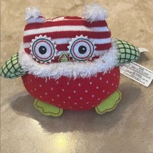 Striped Red and Green Owl Stuffed Animal